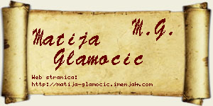 Matija Glamočić vizit kartica